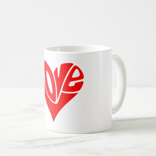 Liefdestypografie in hartvorm koffiemok (Voorkant rechts)