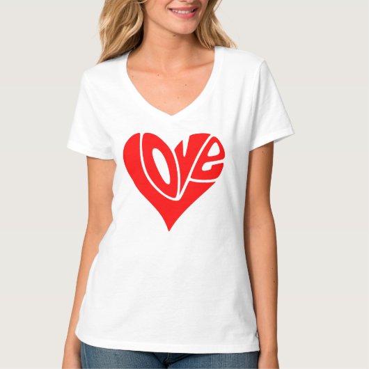 Liefdestypografie in hartvorm t-shirt (Voorkant)