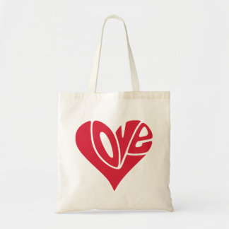 Liefdestypografie in hartvorm tote bag
