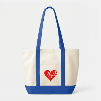 Liefdestypografie in hartvorm tote bag