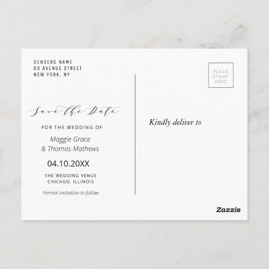 liefdestypografie redt de date bruiloft briefkaart (Achterkant)