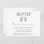 Liefdesuil RSVP Zwart & Wit Folk Art Trouwfeest Pa Uitnodiging Briefkaart (Voorkant / Achterkant)