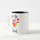 liefdesuil tweekleurige koffiemok (Voorkant links)