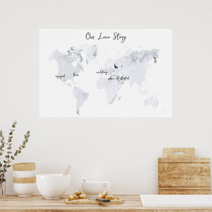 Liefdesverhaal Aquarel Huwelijksherinnering Poster