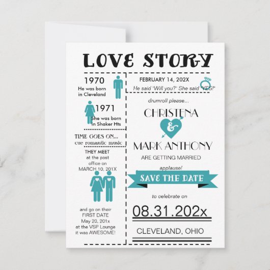 Liefdesverhaal Bewaar de datumaankondiging (Robins Aankondiging (Voorkant)