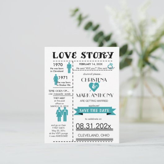 Liefdesverhaal Bewaar de datumaankondiging (Robins Aankondiging (Staand voorkant)