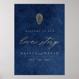 Liefdesverhaal Blauw Scheepvaart Bruiloft Poster