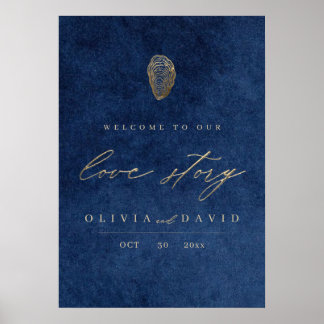 Liefdesverhaal Blauw Scheepvaart Bruiloft Poster