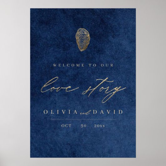 Liefdesverhaal Blauw Scheepvaart Bruiloft Poster (Voorkant)