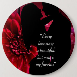 Liefdesverhaal citaat kus geliefde achtergrond Cas Ronde Button 6,0 Cm