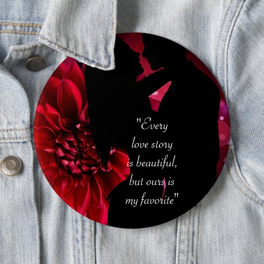 Liefdesverhaal citaat kus geliefde achtergrond Cas Ronde Button 6,0 Cm (In situ)