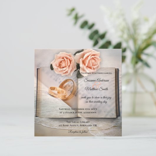 Liefdesverhaal Droomboek Bruiloft uitnodiging (Staand voorkant)