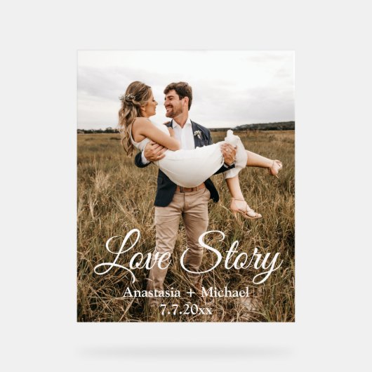 Liefdesverhaal, klassieke kalligrafie, chique trou acryl bord (Voorkant)