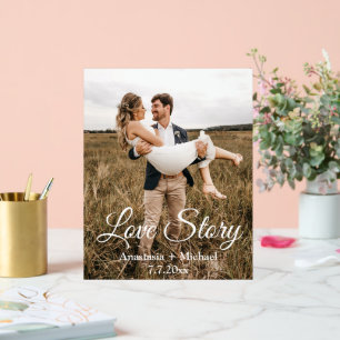 Liefdesverhaal, klassieke kalligrafie, chique trou acryl bord