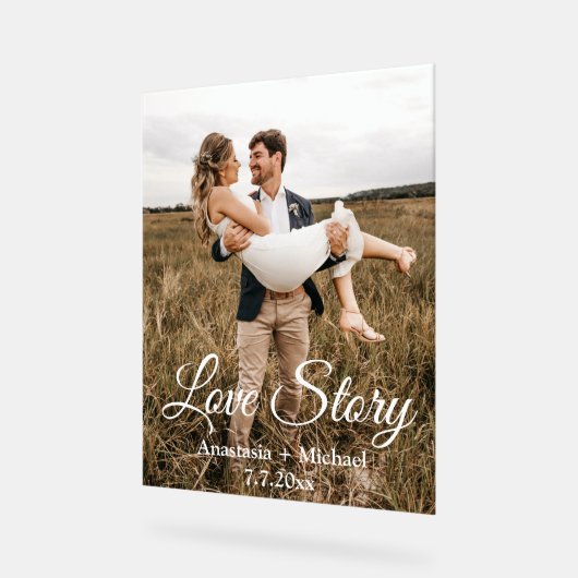 Liefdesverhaal, klassieke kalligrafie, chique trou acryl bord (Hoek)