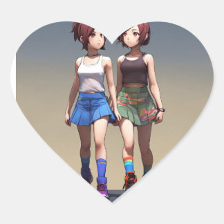 Liefdesverhaal nieuwe stijl hart sticker