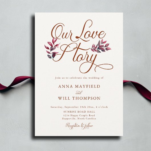 Liefdesverhaal Romantische Herfst Foliage Bourgond Kaart