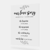 Liefdesverhaal tijdlijn Bruiloft Acryl Bord (Hoek)