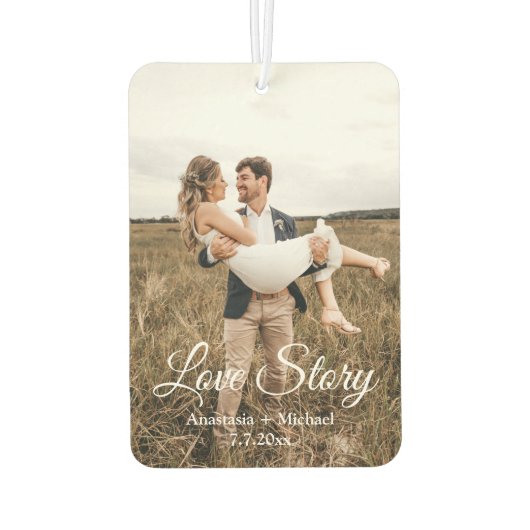 Liefdesverhaal ,trouwfoto jubileum luchtverfrisser (Achterkant)