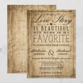 Liefdesverhaal Typografie |  schuur hout bruiloft Kaart (Voorkant / Achterkant)