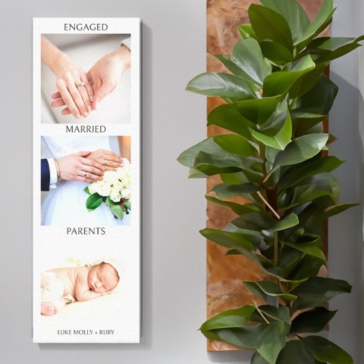 Liefdesverhaal verloofde getrouwde ouders paar fot canvas afdruk