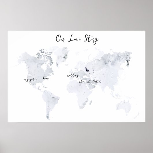 liefdesverhaal | Waterverf bruiloft geheugen aande Poster (Voorkant)