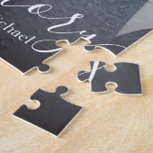 liefdesverhaal, witte kerkkalligrafie, trouwfoto legpuzzel (Zijkant)