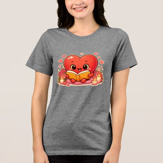 Liefdesverhalen beginnen in het hart Tri-Blend shirt (Voorkant)