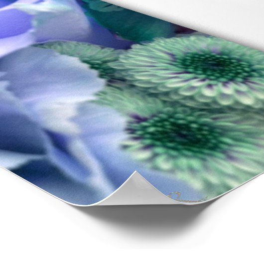 Liefdesverklaring Blauwgroen Roos Poster (Hoek)