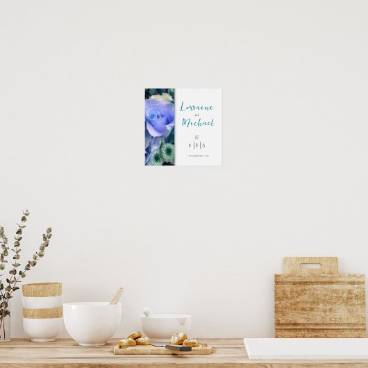 Liefdesverklaring Blauwgroen Roos Poster (Keuken)