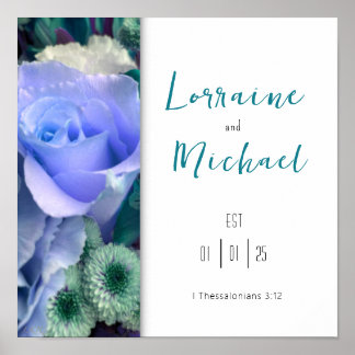 Liefdesverklaring Blauwgroen Roos Poster