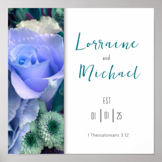 Liefdesverklaring Blauwgroen Roos Poster (Voorkant)