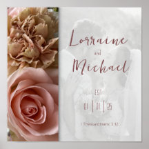 Liefdesverklaring Pink Rose Photo Square Poster