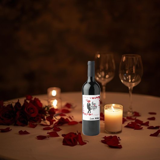 Liefdesvibes gepersonaliseerde labelset wijn etiket