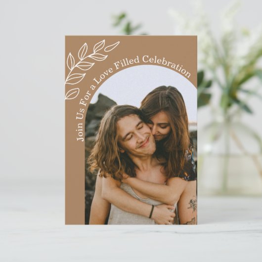 Liefdesviering, Boho Arch 2 foto's bruiloft Kaart (Staand voorkant)