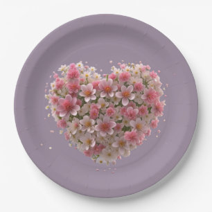 Liefdesviering Floral Heart Papieren Bordje
