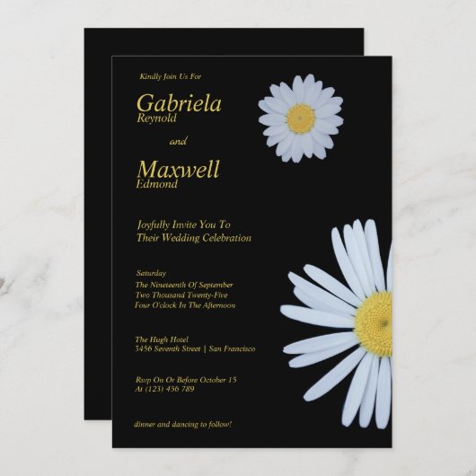 Liefdesviering Witte Daisy Bruiloft Kaart (Voorkant / Achterkant)