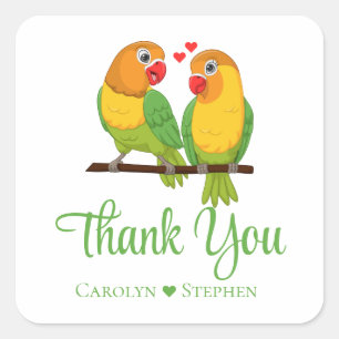 Liefdesvogel Geel Groene Liefdesvogels Huwelijk Be Vierkante Sticker