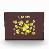 LIEFDESVOGEL MET BLOEMCADEAU SPECIALE DAG, VERJAAR FOTOBLOKKEN (Voorkant)