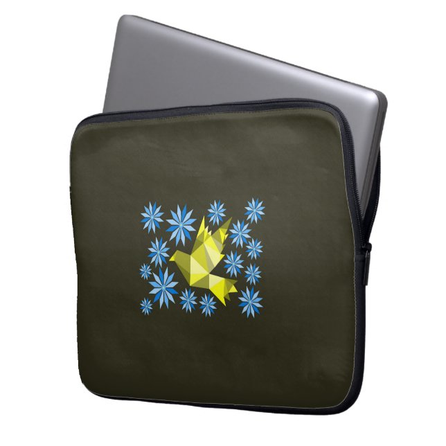 LIEFDESVOGEL MET BLOEMCADEAU SPECIALE DAG, VERJAAR LAPTOP SLEEVE (Voorkant Links)