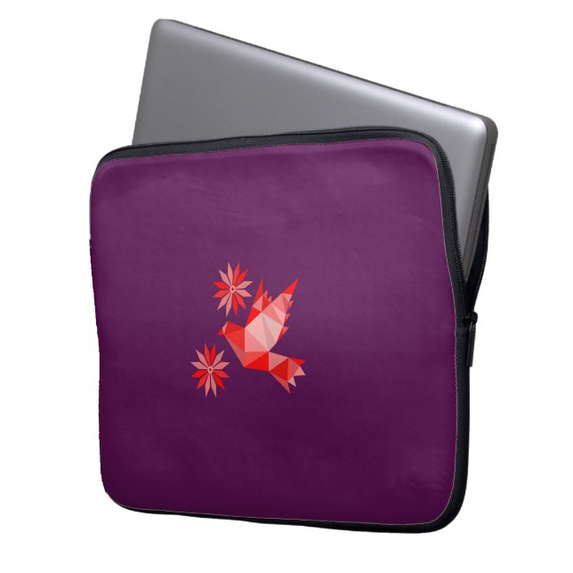 LIEFDESVOGEL MET BLOEMCADEAU SPECIALE DAG, VERJAAR LAPTOP SLEEVE (Voorkant Links)