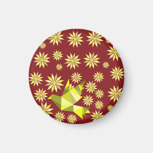 LIEFDESVOGEL MET BLOEMCADEAU SPECIALE DAG, VERJAAR MAGNEET