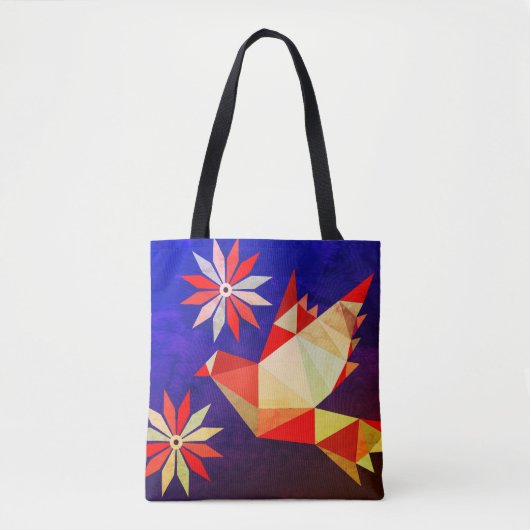 LIEFDESVOGEL MET BLOEMCADEAU SPECIALE DAG, VERJAAR TOTE BAG (Voorkant)