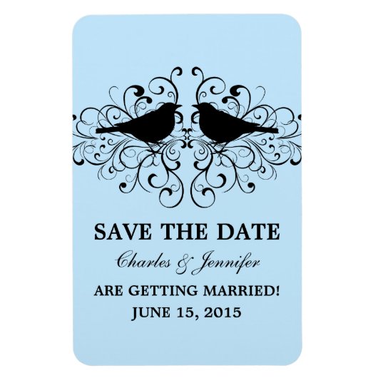 Liefdesvogel Wervelingen Save the Date Magneet, Bl Magneet (Verticaal)