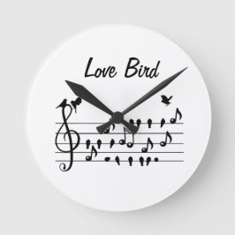 Liefdesvogel Zangvogels op Bladmuziek Kunst in Zwa Ronde Klok