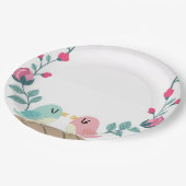 liefdesvogelbloemen papieren bordje (Gekanteld)