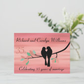 Liefdesvogels 35ste verjaardagsfeest kaart (Staand voorkant)