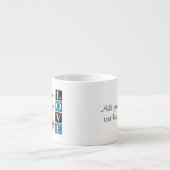 Liefdesvogels aangepaste tekst blauw espresso kop (Voorkant)
