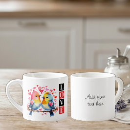 Liefdesvogels aangepaste tekst rood espresso kop