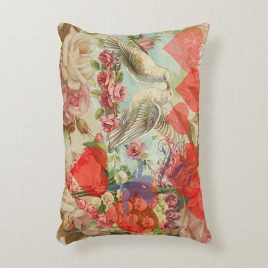 Liefdesvogels Antieke Hart Accent Kussen (Voorkant(Verticaal))